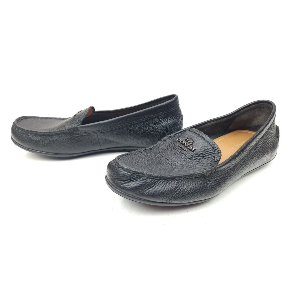 Coach Womens Mary Lock Up Driving Loafers Size 6 B Black Pebbled Grain Leather - Picture 4 of 11